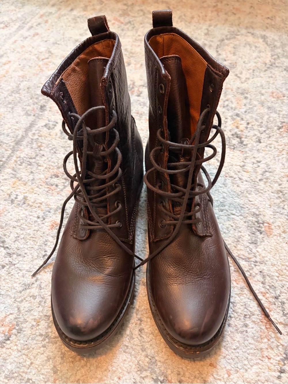 Frye Mahogany brown Leather Lace-Up Women's Boots